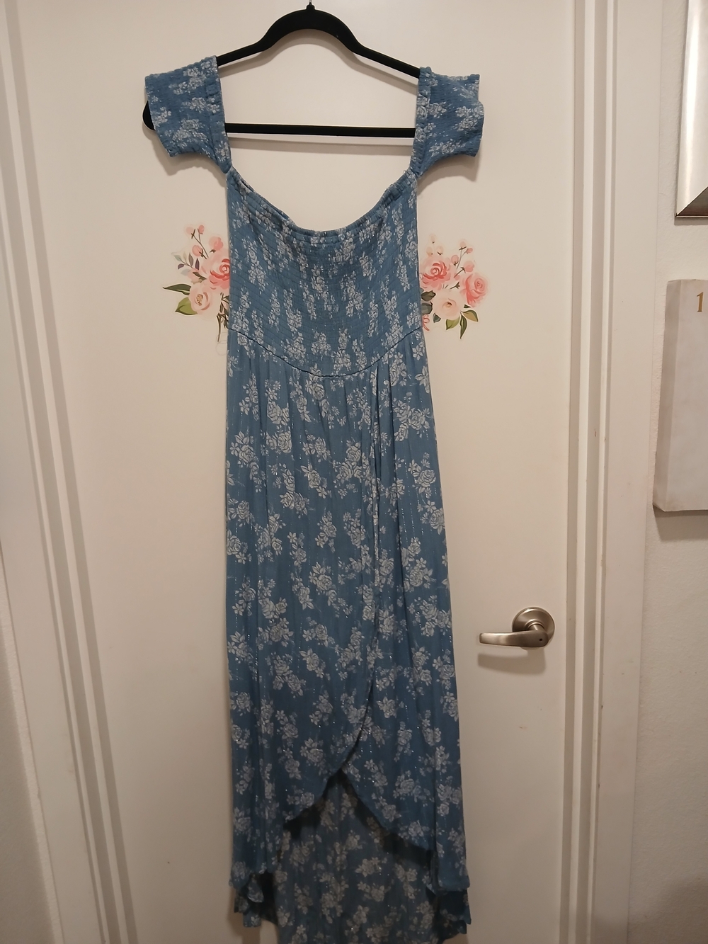 Blue Rain Dusty Blue Floral Maxi Slip